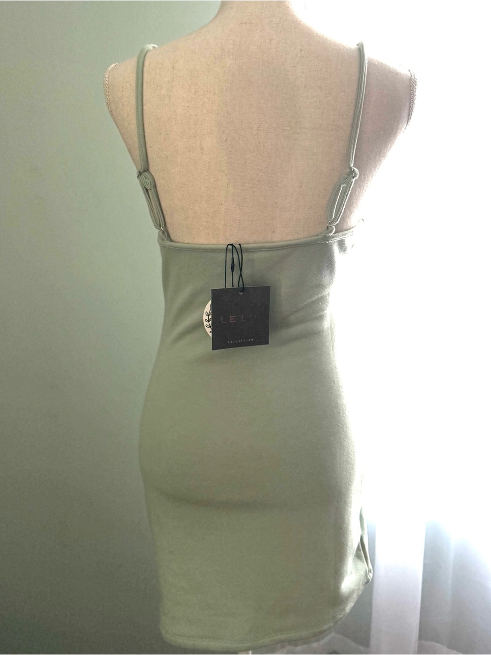 π Le Lis 2 Piece Light Green Tank Dress with Long Sleeve Crop Top / Small / NWT! - Picture 6 of 7